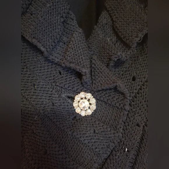 Black Sweater With Ruffle Edges - Picture 3 of 4